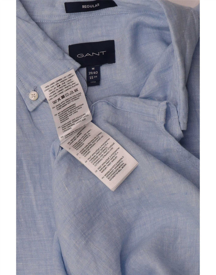 Camisa masculina Gant Regular Fit tamanho 39/40 15 1/2 linho azul médio