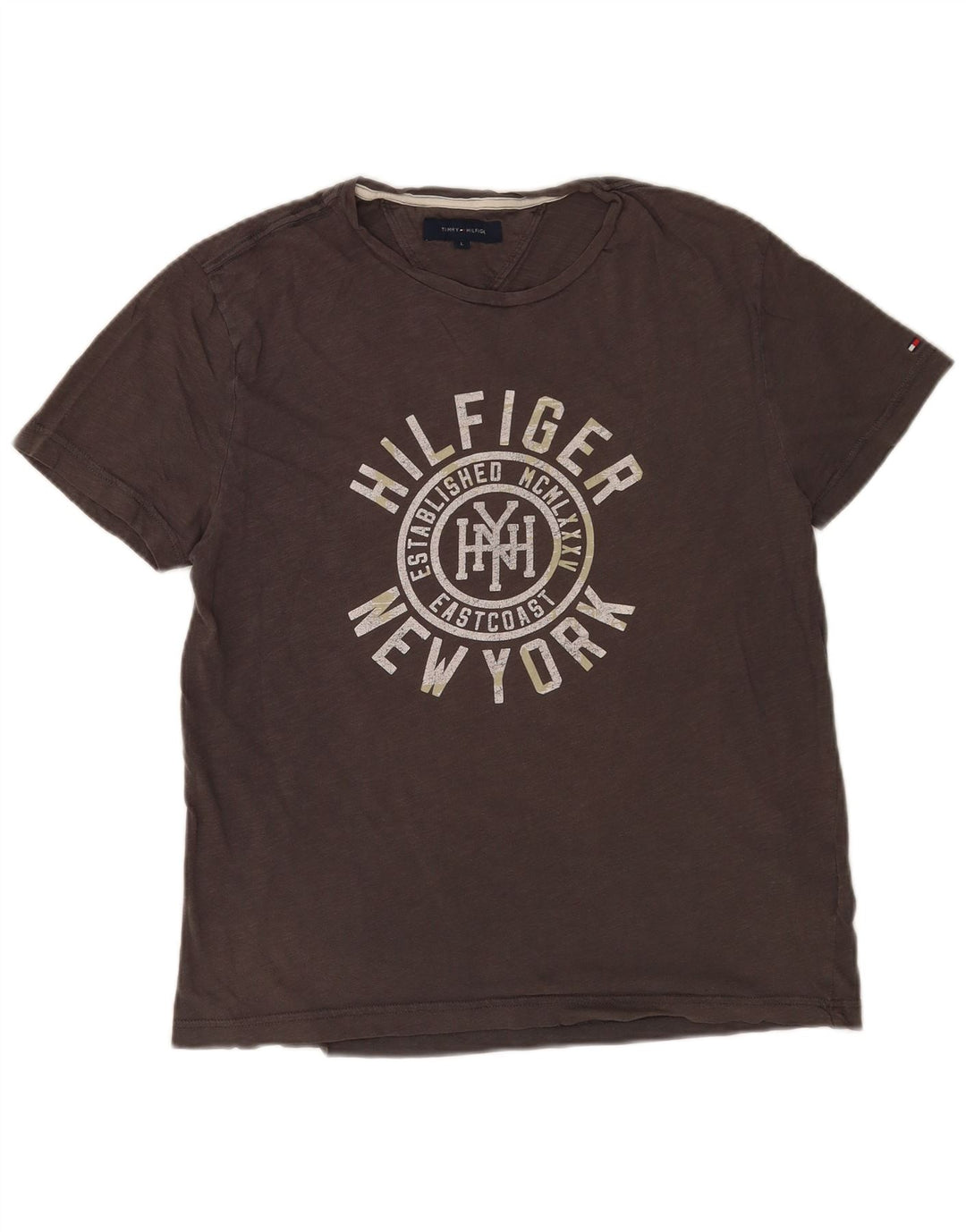 Tommy Hilfiger Camiseta masculina gráfica grande algodão cinza