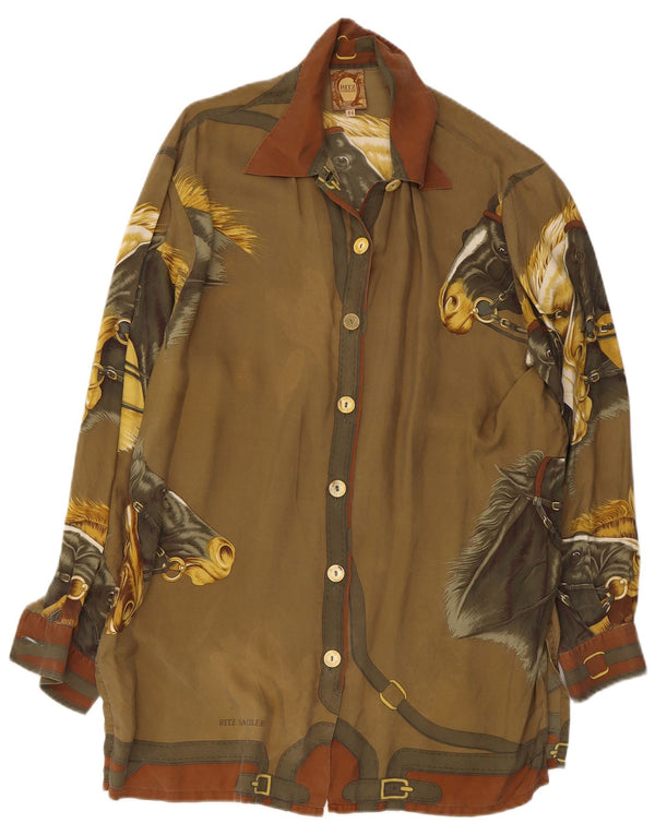 Vestido camisa feminino Ritz Saddler IT 44 médio cáqui estampa animal