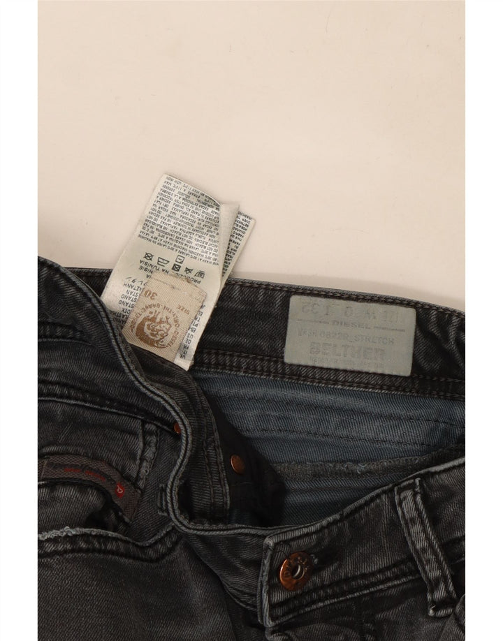 Diesel Feminino Belther Regular Slim Jeans W30 L30 Cinza Algodão
