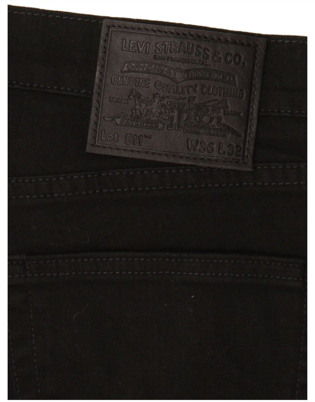 LEVI'S Masculino 511 Slim Jeans W36 L32 Algodão Preto