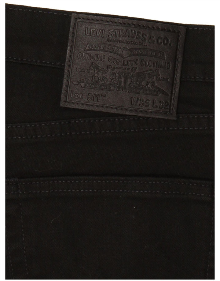 LEVI'S Masculino 511 Slim Jeans W36 L32 Algodão Preto