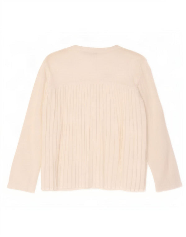 Cardigã feminino Marks & Spencer manga 3/4 Reino Unido 12 viscose branca média