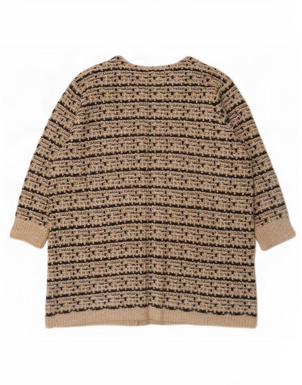 Joe Browns Suéter cardigã feminino com palangre aberto Reino Unido 32/34 5XL listrado bege