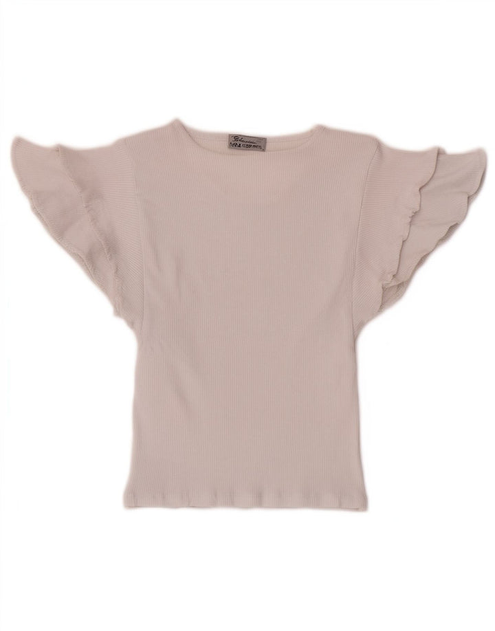 Zara blusa feminina cropped asa de morcego top Reino Unido 8 pequeno algodão branco