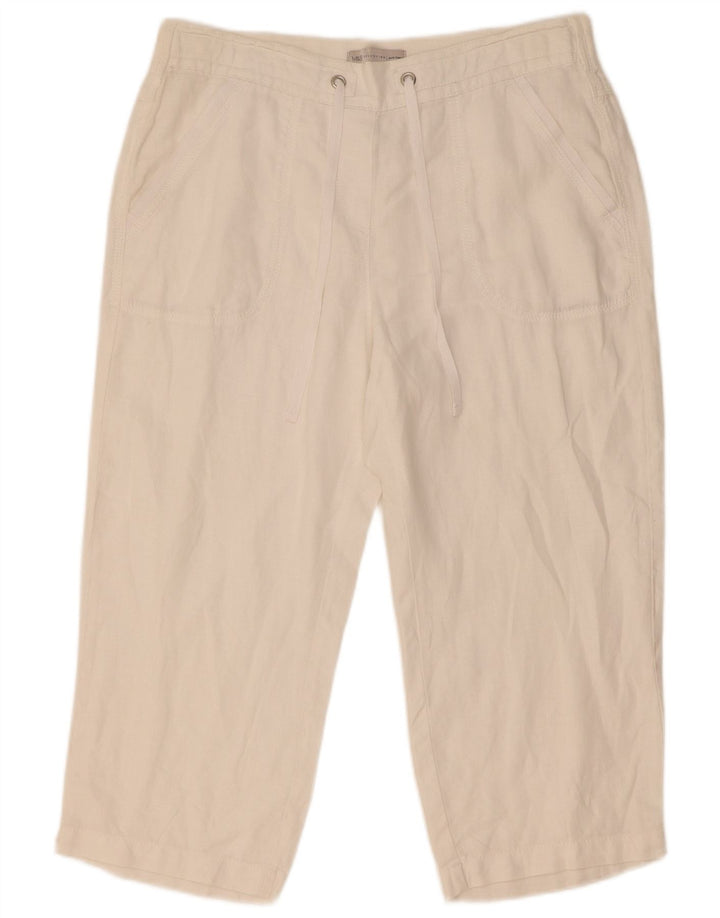 Calça capri reta feminina Marks & Spencer W32 L21 linho branco