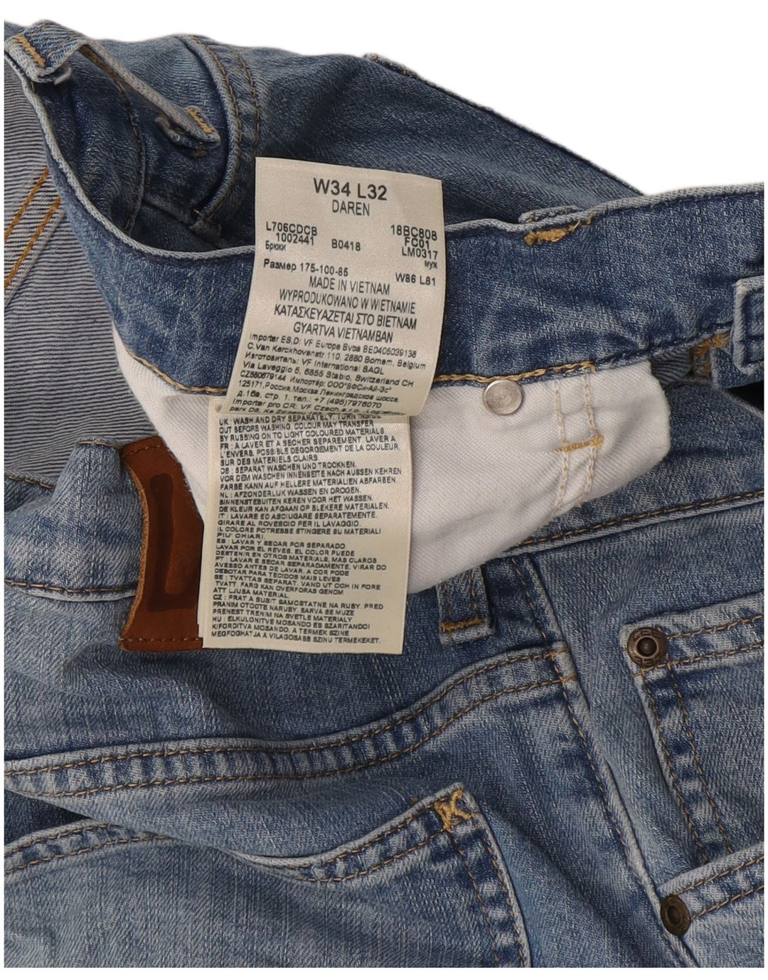 Lee Mens Daren Straight Jeans W34 L32 Azul Algodão