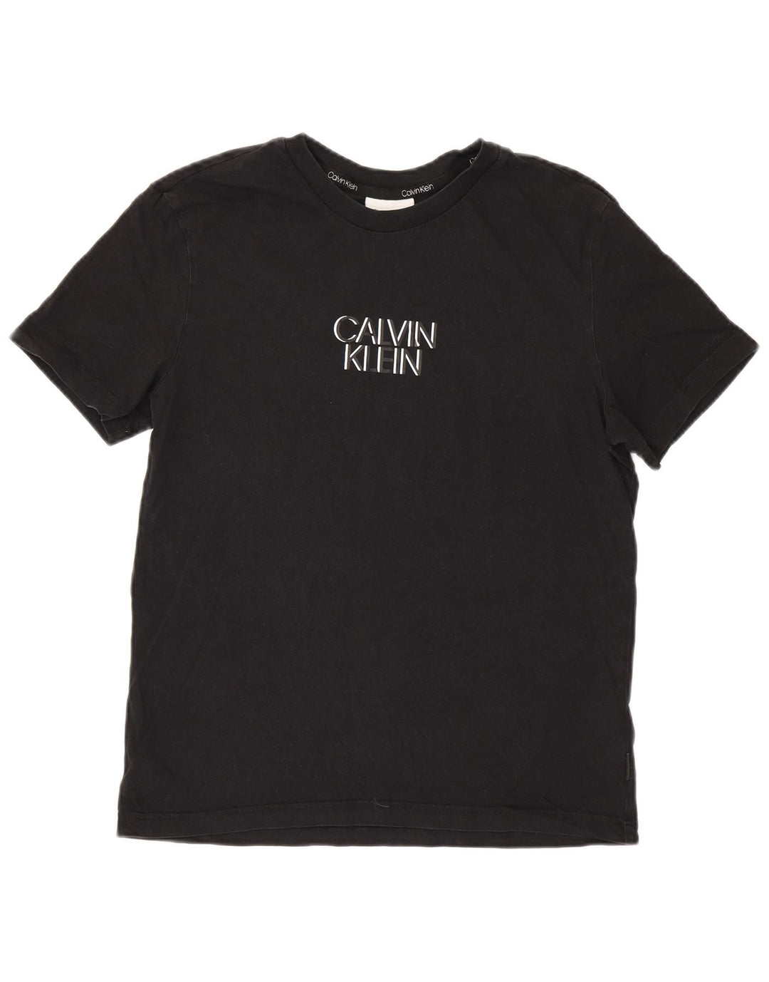 Calvin Klein Camiseta masculina gráfica Top médio algodão preto