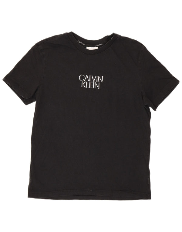 Calvin Klein Camiseta masculina gráfica Top médio algodão preto