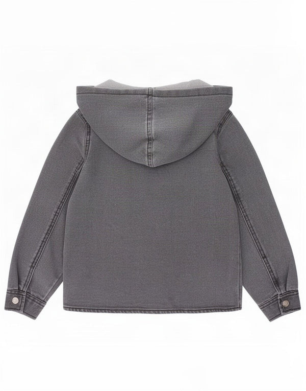 Jaqueta jeans com capuz para meninos Dkny 5-6 anos algodão cinza