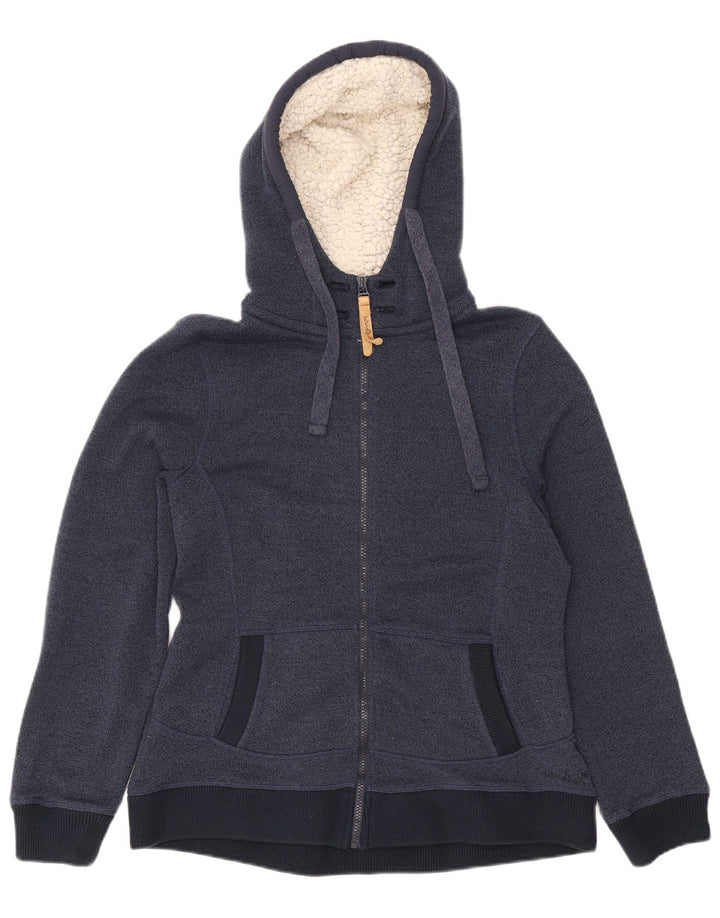 Suéter feminino com capuz e zíper estranho Fish Reino Unido 14 poliéster azul marinho grande