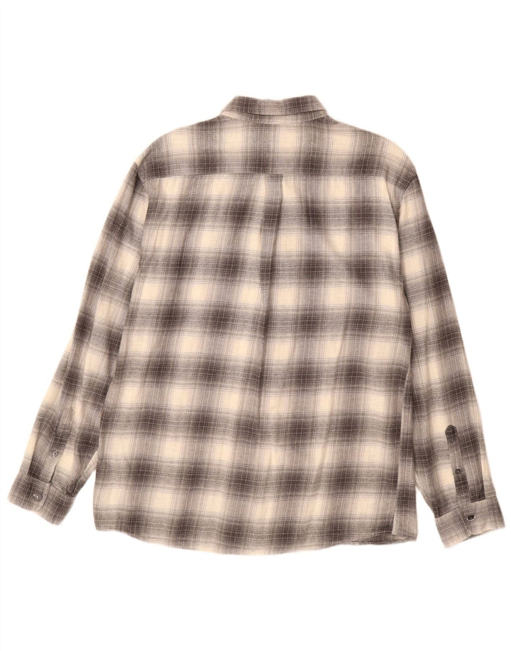 Camisa masculina de flanela de ajuste regular MARKS & SPENCER grande algodão xadrez cinza