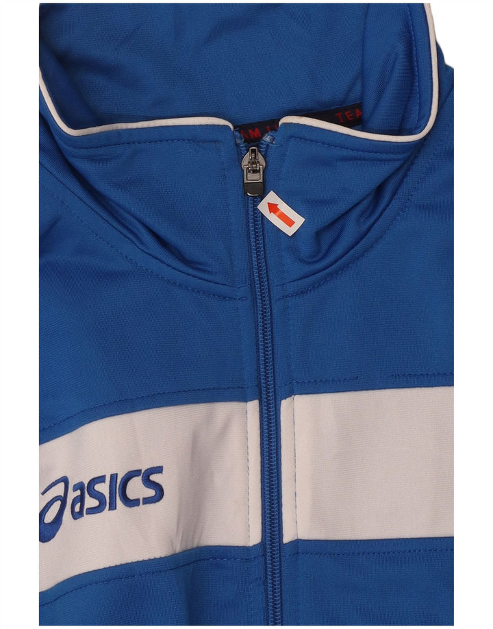 ASICS Mens Graphic Tracksuit Top Jacket Grande Azul Colorblock Poliéster