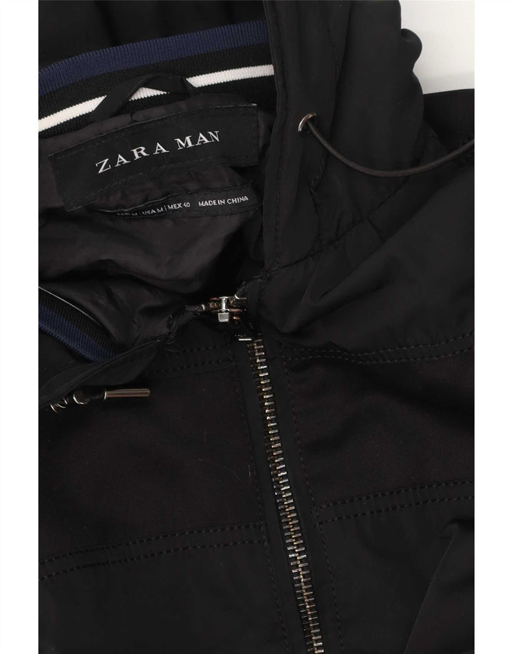 Jaqueta masculina Zara com capuz e moletom médio preto