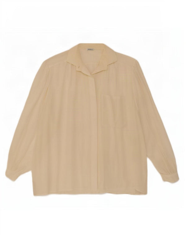 Blusa de camisa oversized feminina vintage Reino Unido 20 2XL seda branca
