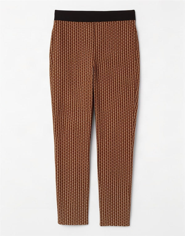 Zara Calça feminina slim casual XS W24 L27 marrom geométrica
