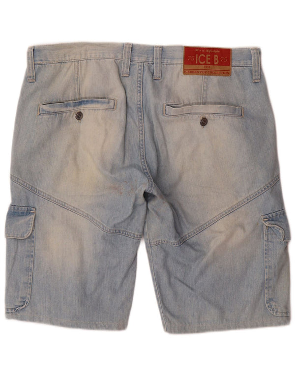 Shorts jeans cargo masculino Iceberg W36 grande algodão azul