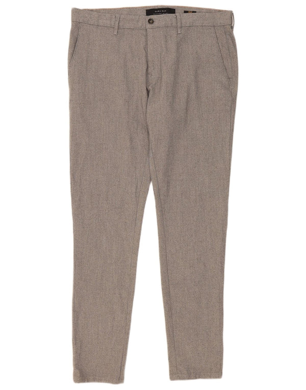 Zara Mens Slim Chino Calças EU 42 Grande W32 L30 Cinza