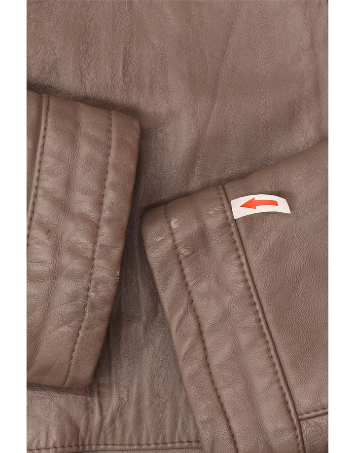 Jaqueta de couro masculina vintage UK 40 grande marrom