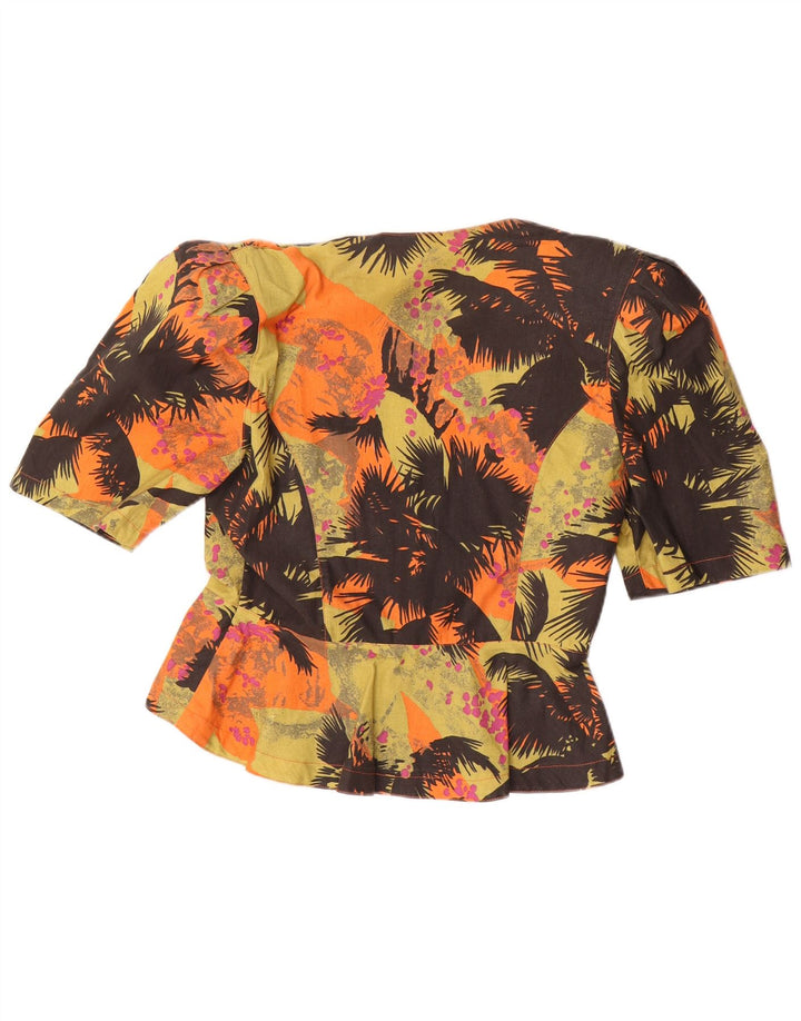 Blusa feminina VINTAGE com estampa abstrata UK 14 média multicolorida