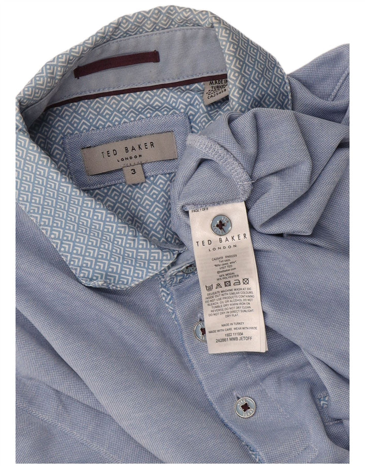 Camisa polo masculina Ted Baker tamanho 3 médio azul modal