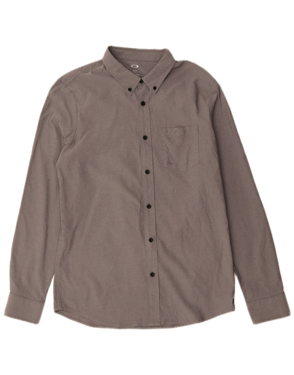 Camisa masculina Oakley Slim Fit poliéster cinza médio