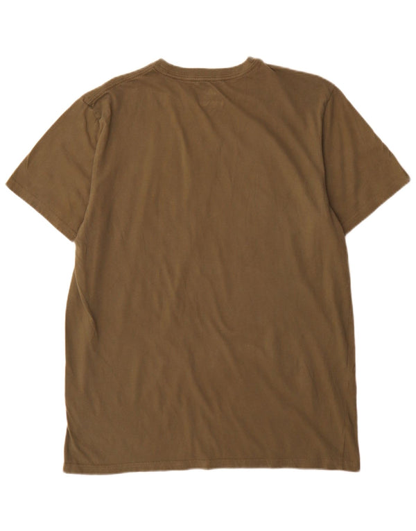 Adidas Mens Golf Graphic Camiseta Top Grande Algodão Cáqui