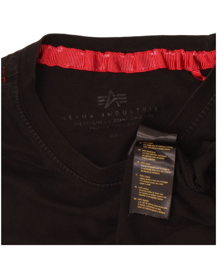 Camiseta gráfica masculina Alpha Industries Top pequeno algodão preto