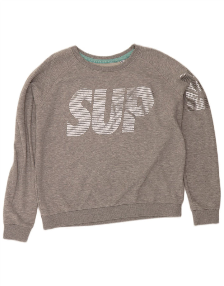 Suéter gráfico feminino Superdry UK 16 grande cinza manchado