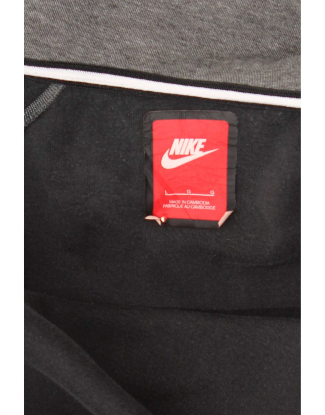 Suéter Nike masculino com capuz e zíper grande algodão manchado cinza