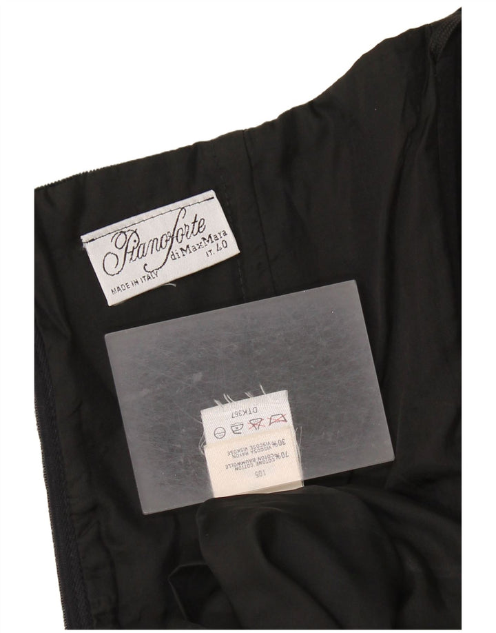 MAX MARA Vestido feminino pianoforte veludo sem alças IT 40 pequeno algodão preto