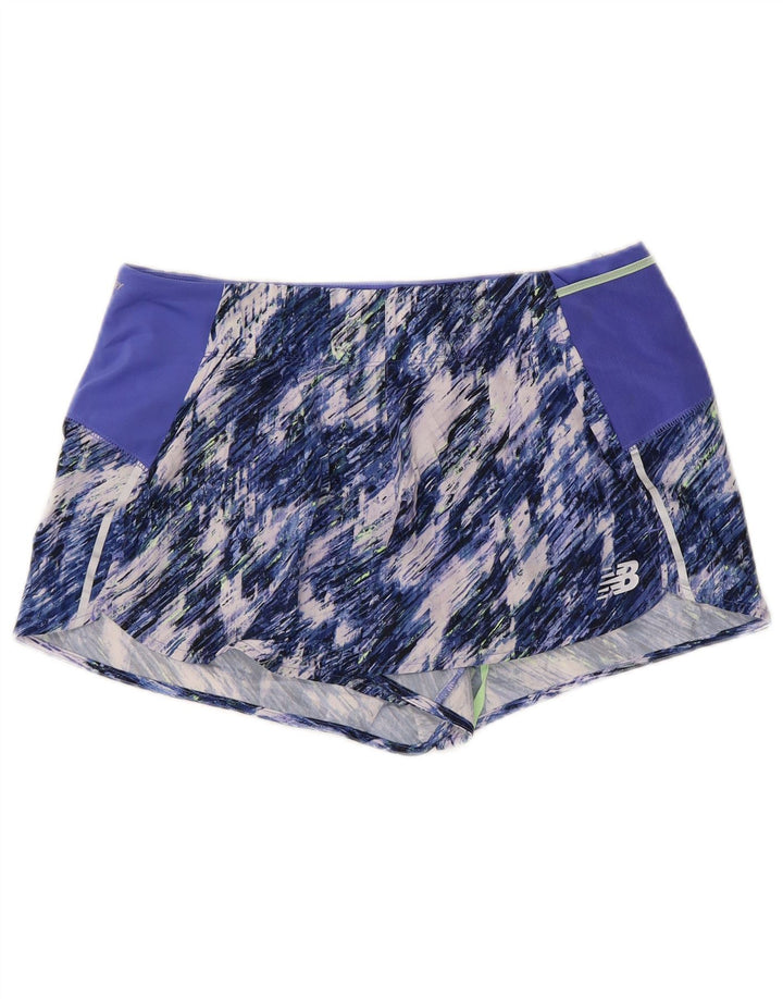 Shorts esportivo feminino NEW BALANCE com padrão abstrato Reino Unido 14 azul médio