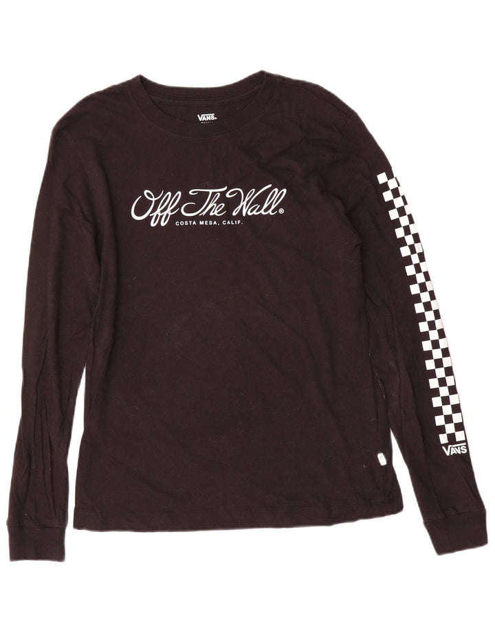 VANS Womens Graphic Top Manga Longa Reino Unido 10 Pequeno Preto