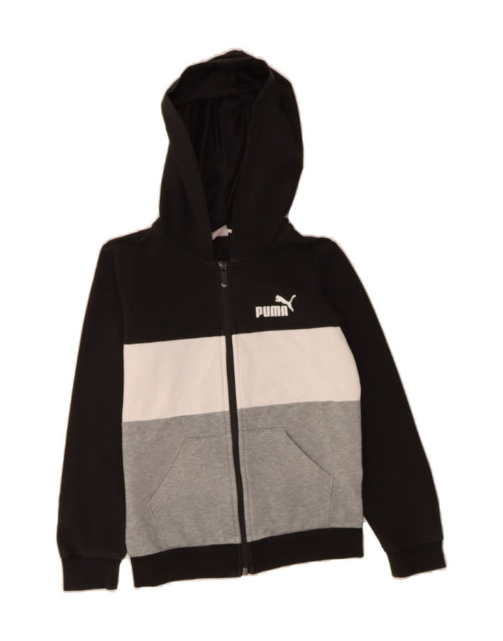 PUMA Girls Zip Hoodie Sweater 9-10 Years Grey Colourblock Vintage Puma and Second-Hand Puma from Messina Hembry 