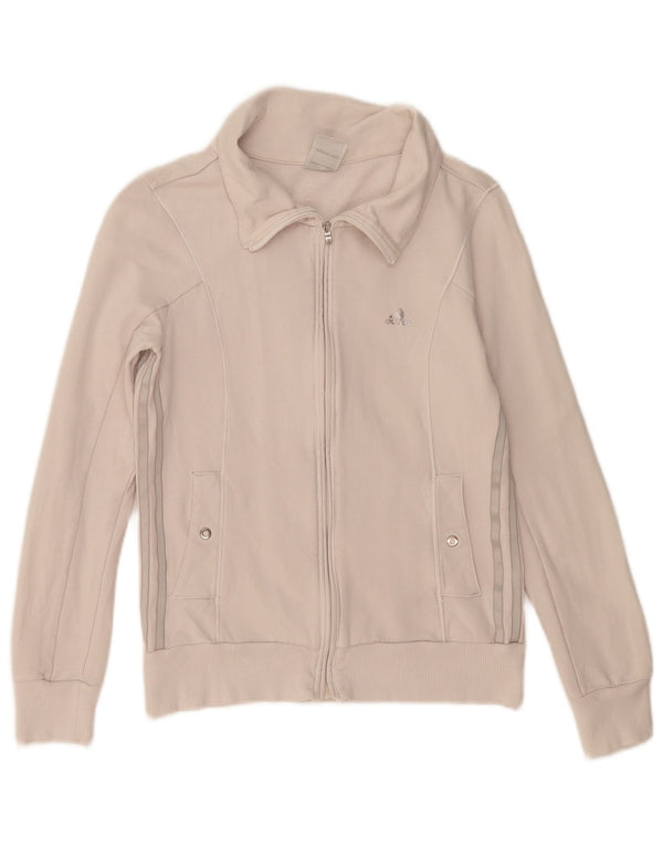 ADIDAS Womens Tracksuit Top Jacket UK 10 Pequeno Algodão Branco