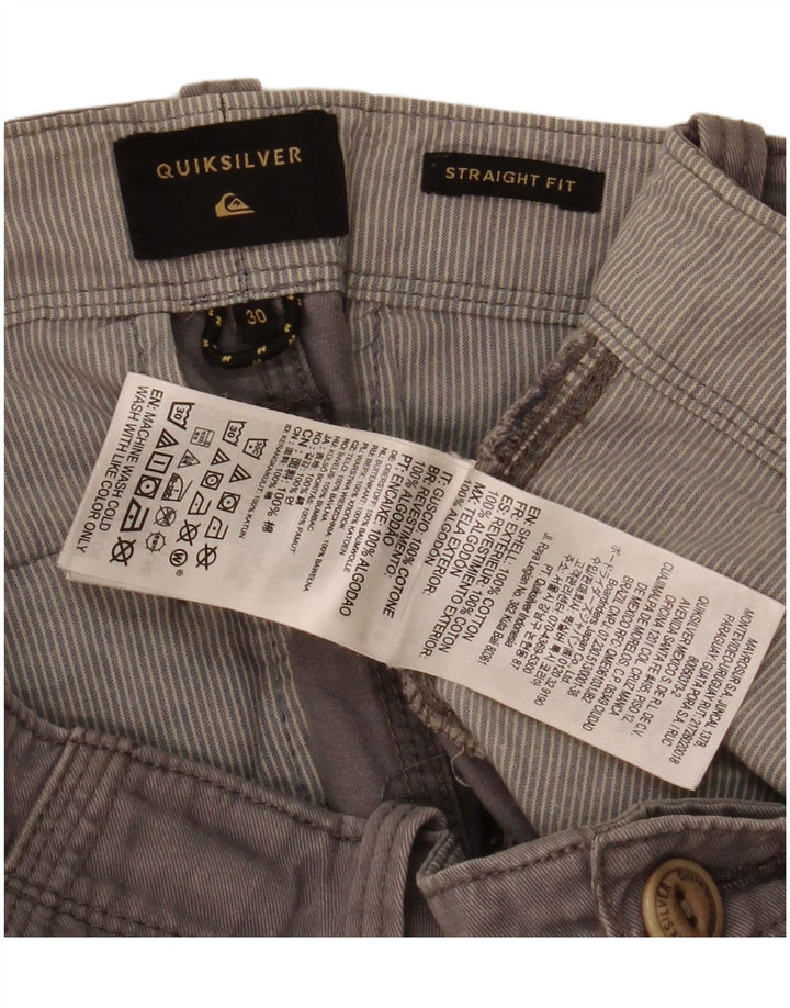 Quiksilver Mens Straight Fit Cargo Shorts W30 Algodão Cinza Médio