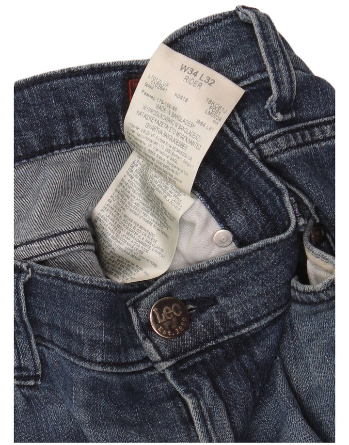Lee Mens Rider Slim Jeans W34 L32 Azul Algodão