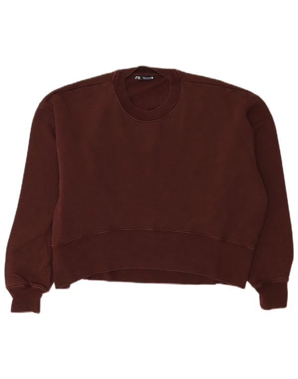 Zara moletom feminino oversized jumper UK 10 pequeno algodão borgonha
