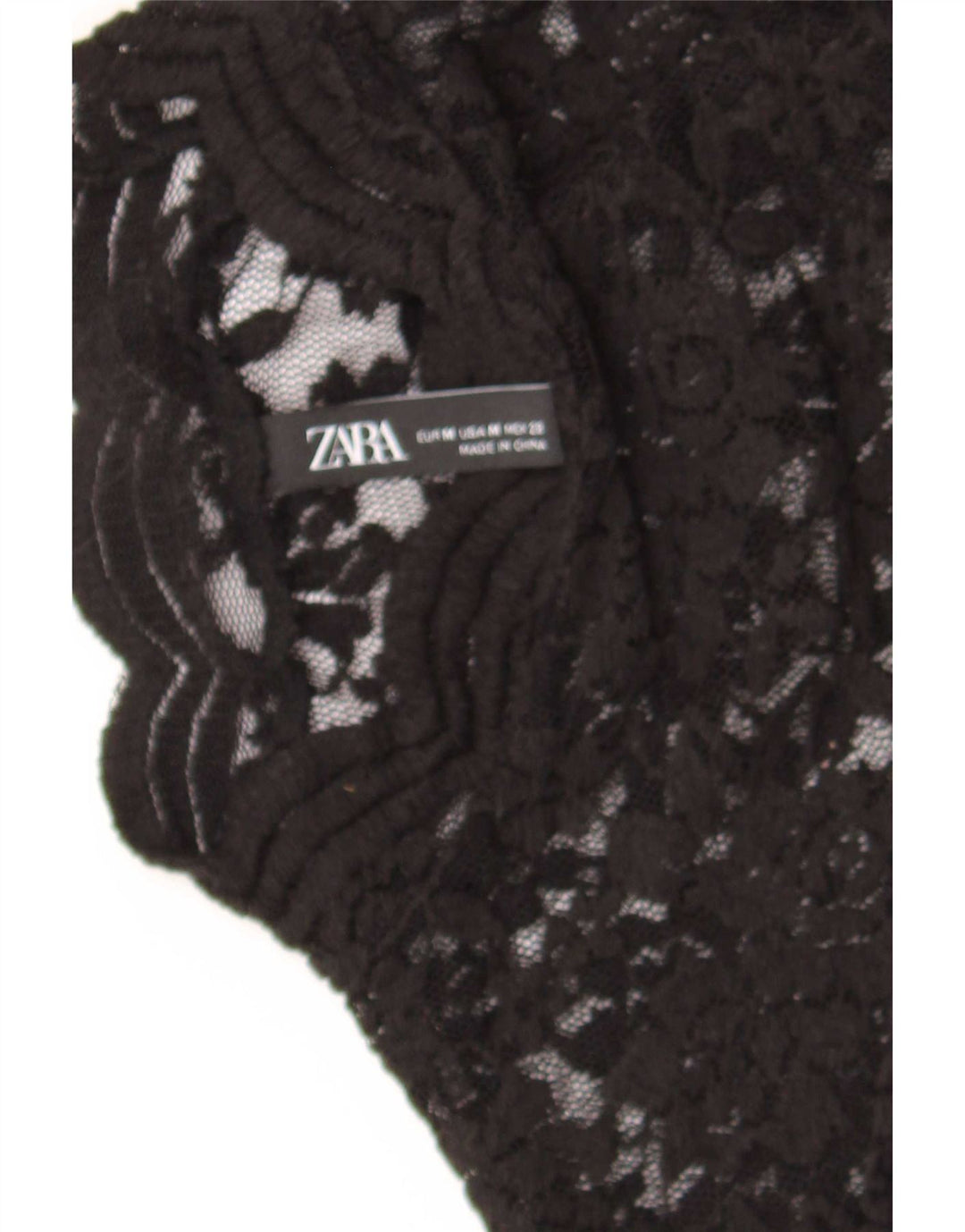 Blusa feminina Zara de renda cortada top UK 12 médio preto floral