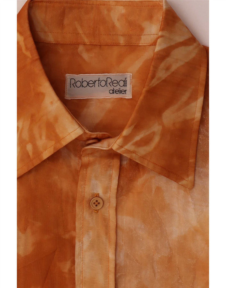 Camisa feminina vintage média laranja tie-dye