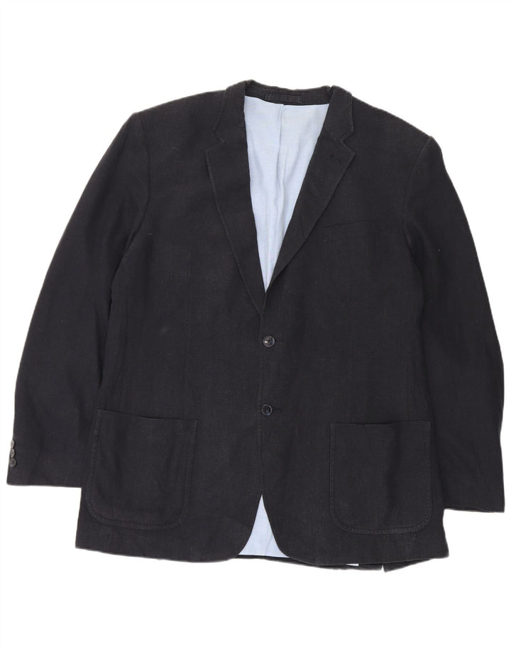 Jaqueta blazer masculina de 2 botões Marks & Spencer UK 44 XL azul marinho linho