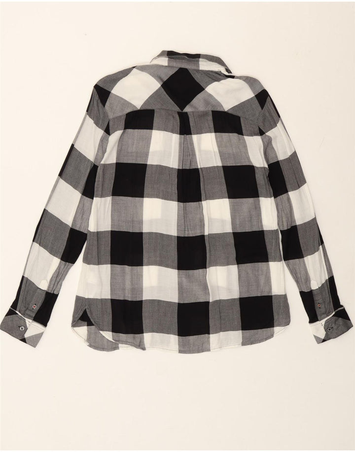 Camisa feminina Tommy Hilfiger Regular Fit US 8 média preta xadrez viscose