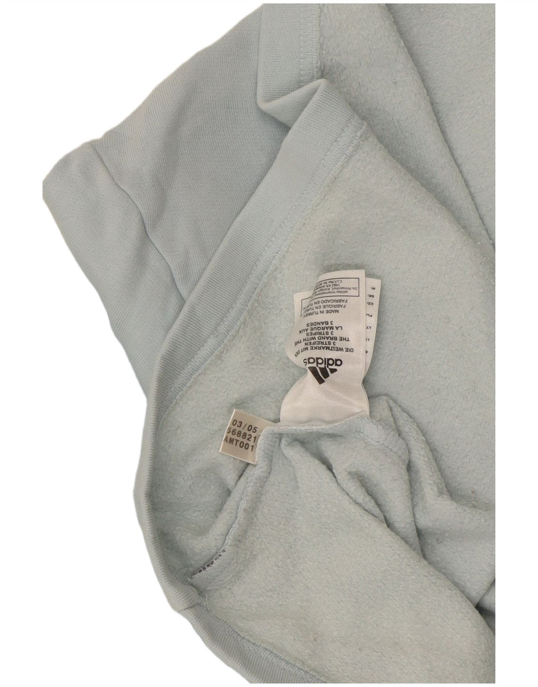 Adidas Mens Zip Neck Top Manga Longa Médio Algodão Azul