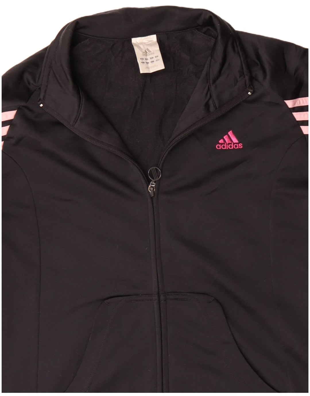 ADIDAS Womens Tracksuit Top Jacket UK 14 Médio Preto Poliéster