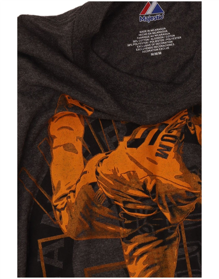 Majestic Mens Giants Graphic Camiseta Top Algodão Cinza Médio