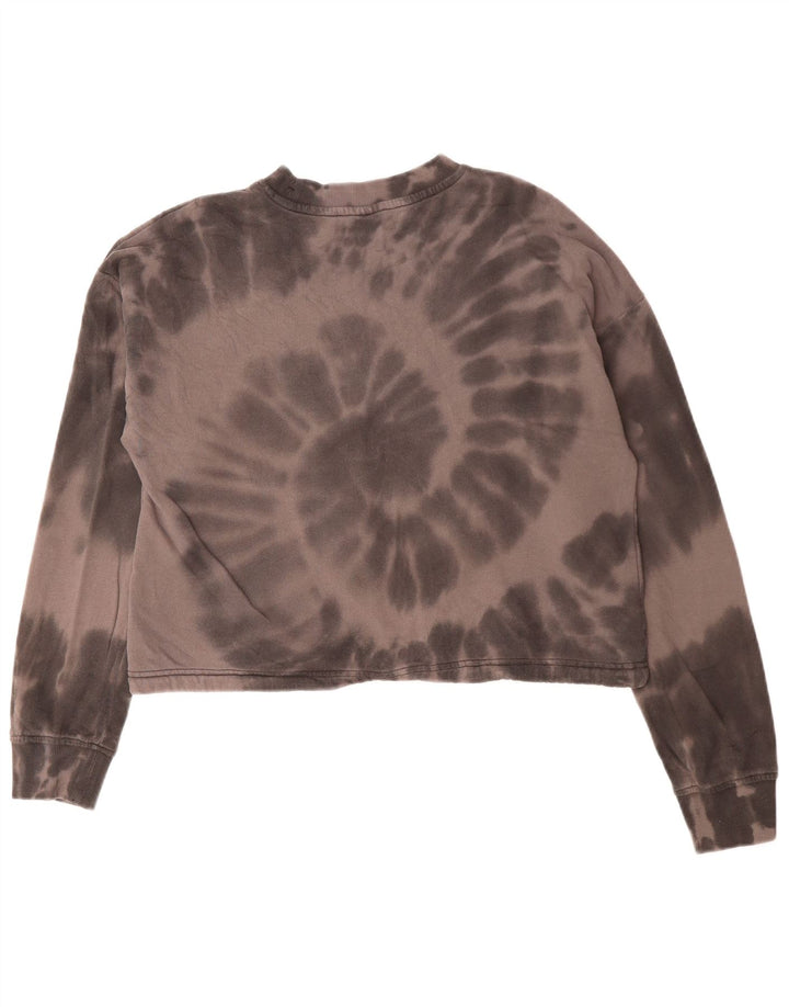 CHAMPION Suéter feminino cropped com estampa gráfica Reino Unido 14 médio marrom tie-dye