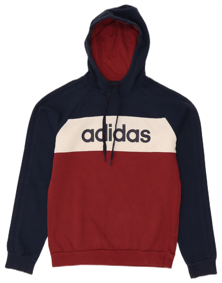 ADIDAS Mens Graphic Hoodie Jumper pequeno azul marinho colorblock