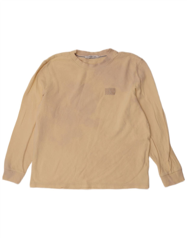 Calvin Klein Mens Top Manga Longa XL Algodão Bege