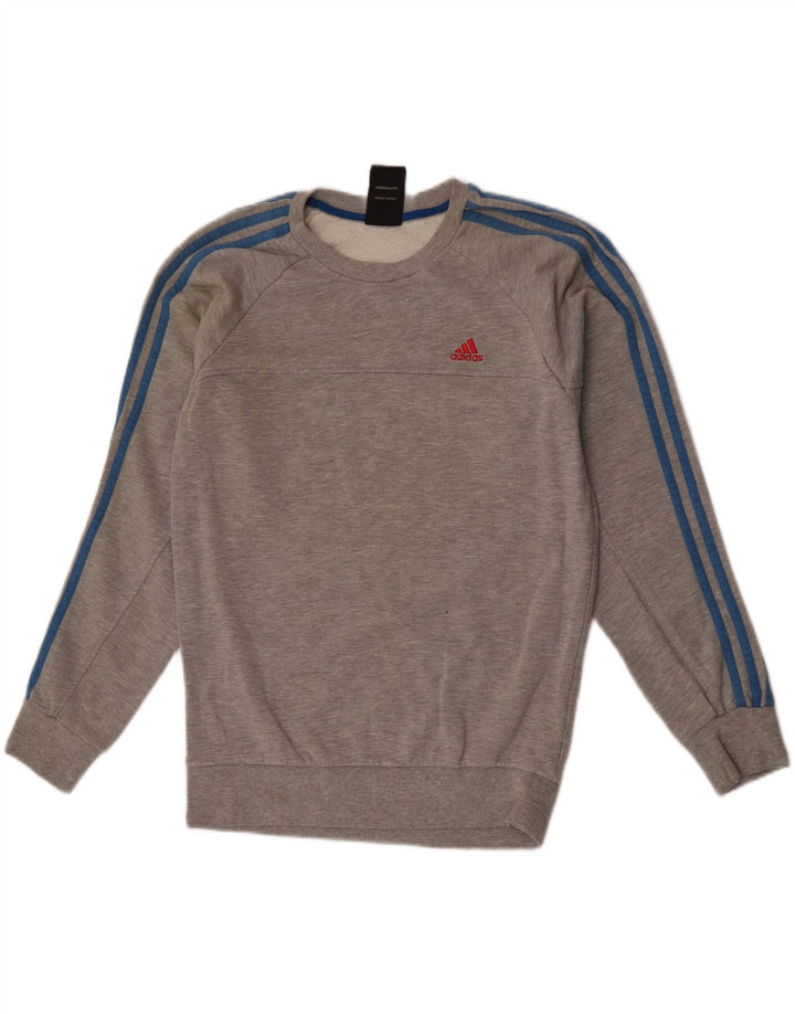 Adidas Mens Moletom Jumper Pequeno Algodão Flecked Cinza