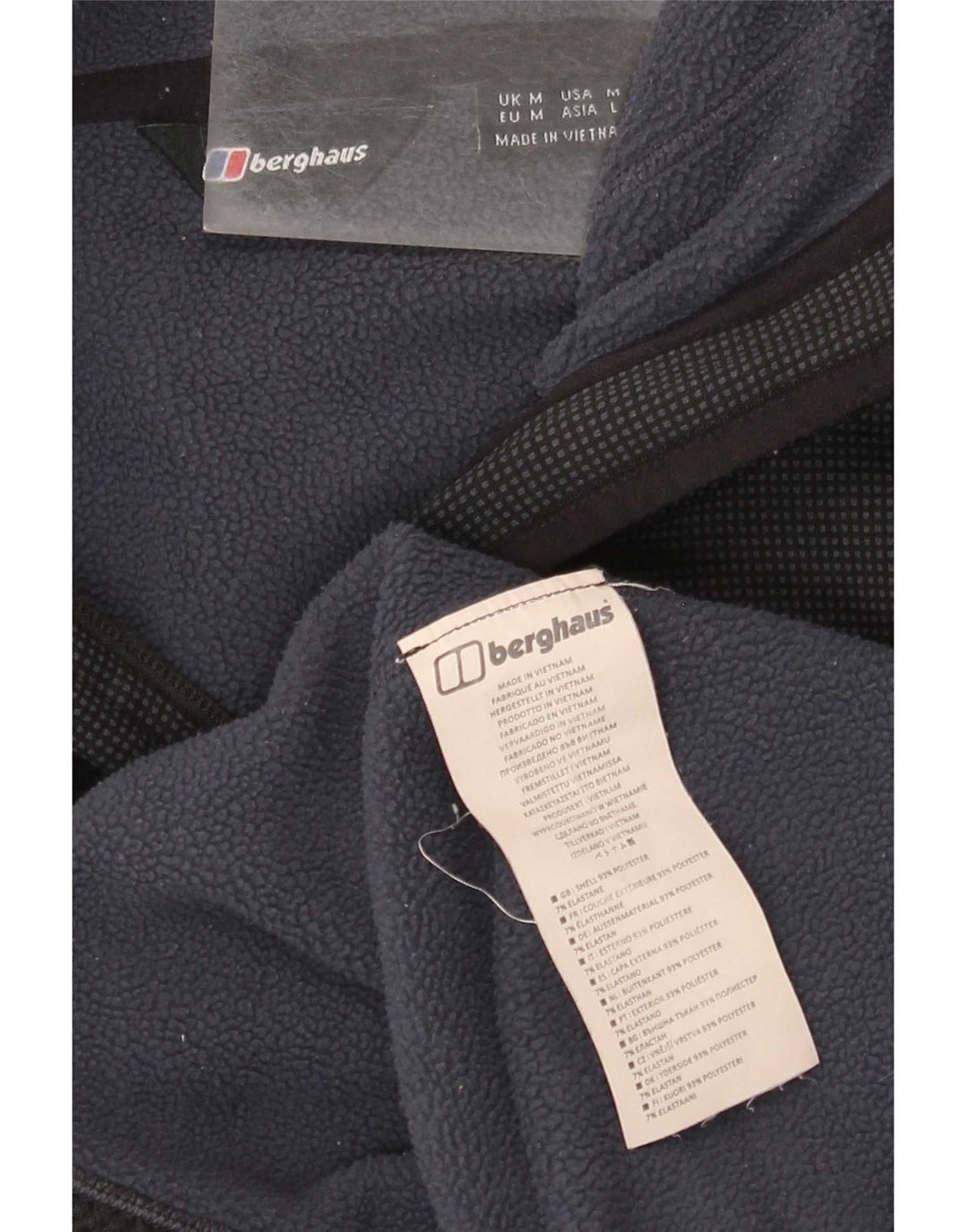 Jaqueta corta-vento masculina Berghaus com capuz UK 38 poliéster azul marinho médio